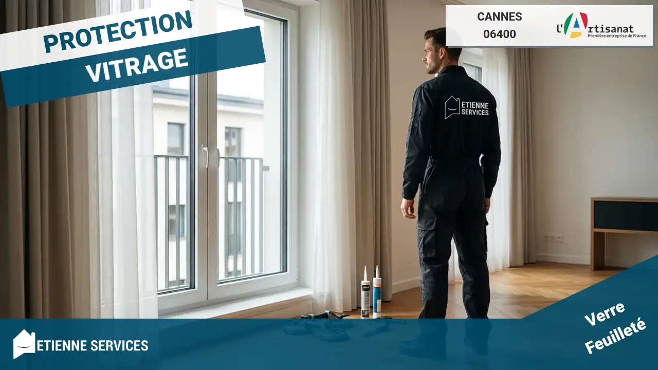 Dépannage d'urgence par votre artisan vitrier expert à Cannes, disponible 7j/7